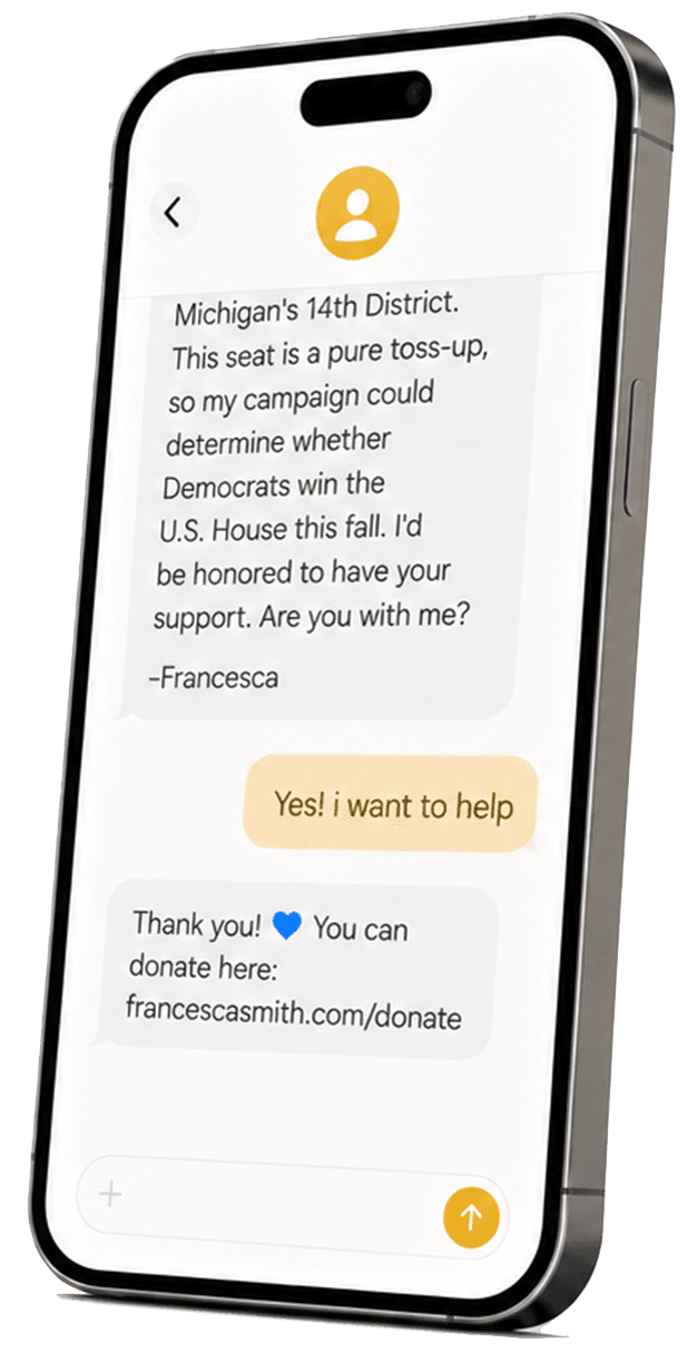 A cell phone showing a fundraising message.